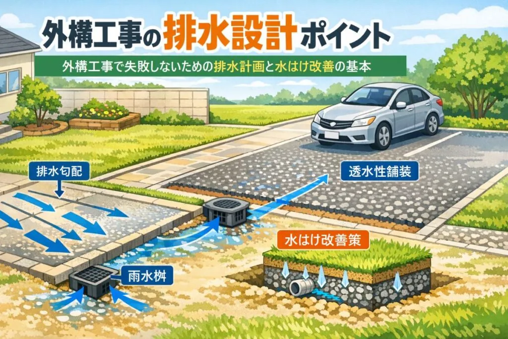 外構工事で排水の基礎知識と計画設計ポイントまとめ！水はけ改善や費用相場まで徹底解説
