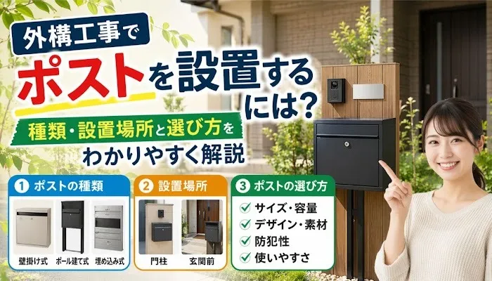 外構工事でポストを設置するには?種類・設置場所と選び方をわかりやすく解説